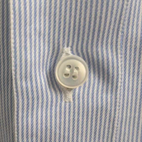 Brioni Mens Blue Striped Dress Shirt Sz 16R/41 - Picture 8 of 11